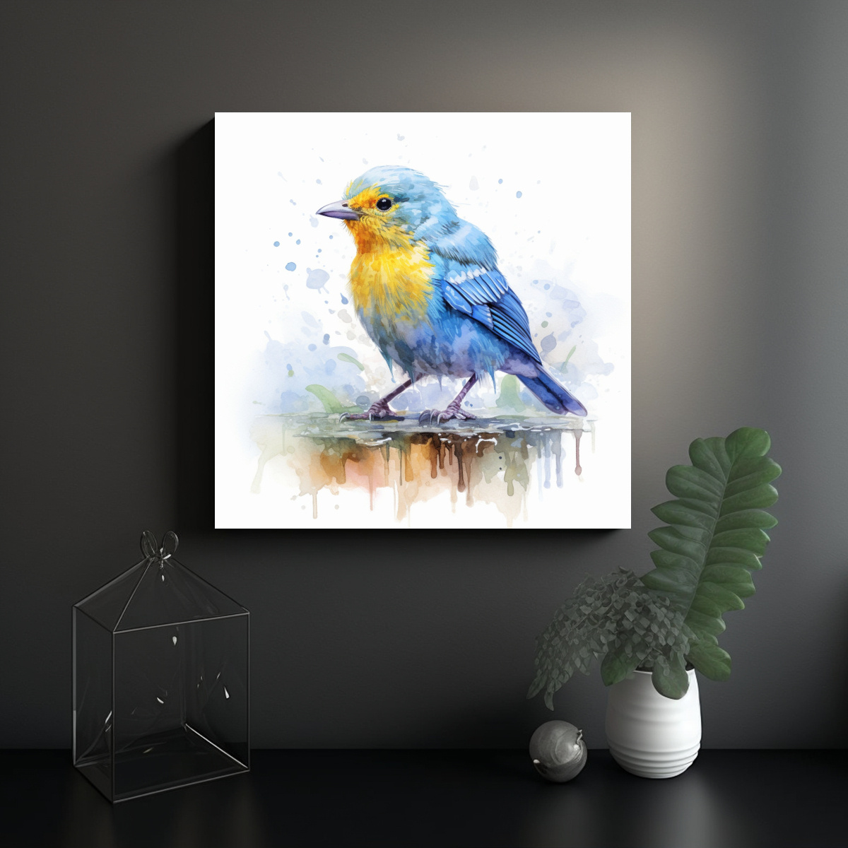 PINTURA ACUARELA TANAGER CON EXPOSICIÓN PASTEL: 40X40 CM - 2
