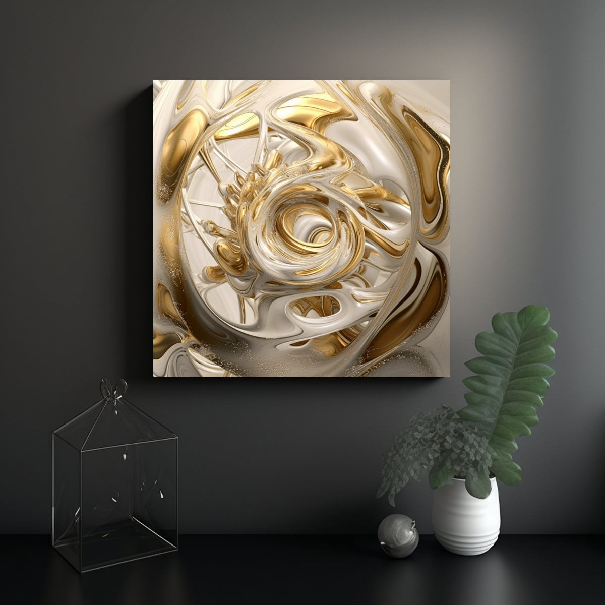 PINTURA DECORATIVA BLANCODORADO ESTILO JESSE 30X30 CM - 2