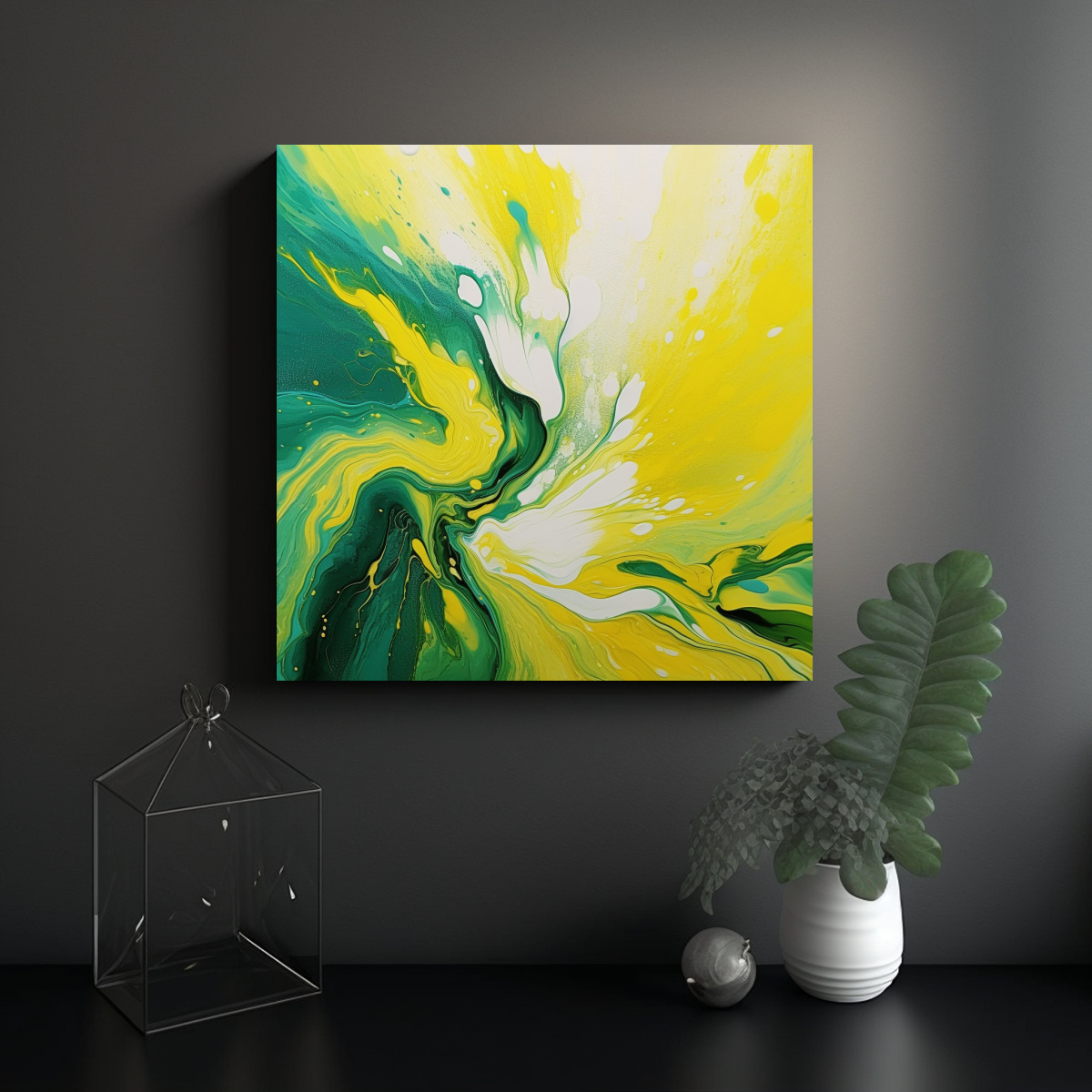 PINTURA CHINA DE TÉCNICA DE SALPICADURAS: ARTE 80X80 CM - 2