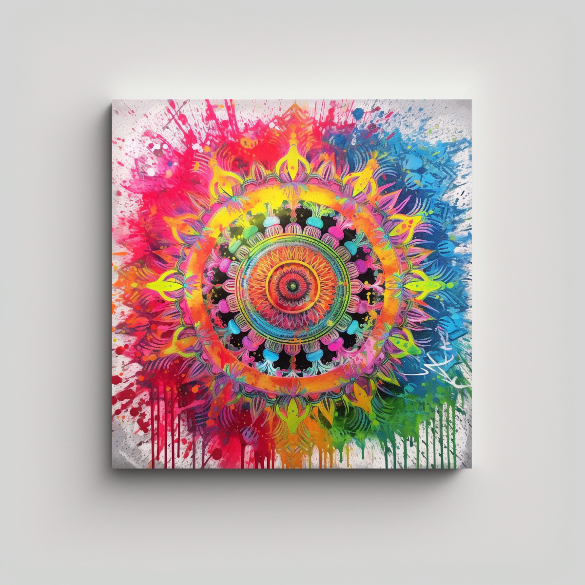 PINTURA DE ARTE CALLEJERO ABSTRACTO SIMÉTRICO 40X40 CM - 1