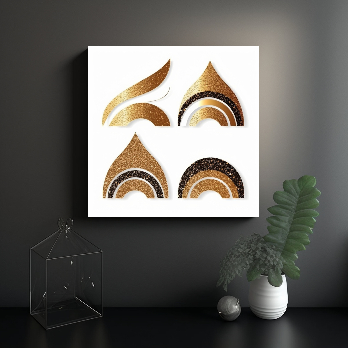 PINTURA DECORATIVA ELEGANTE CON RECORTE DE BRILLO 40X40 CM - 2