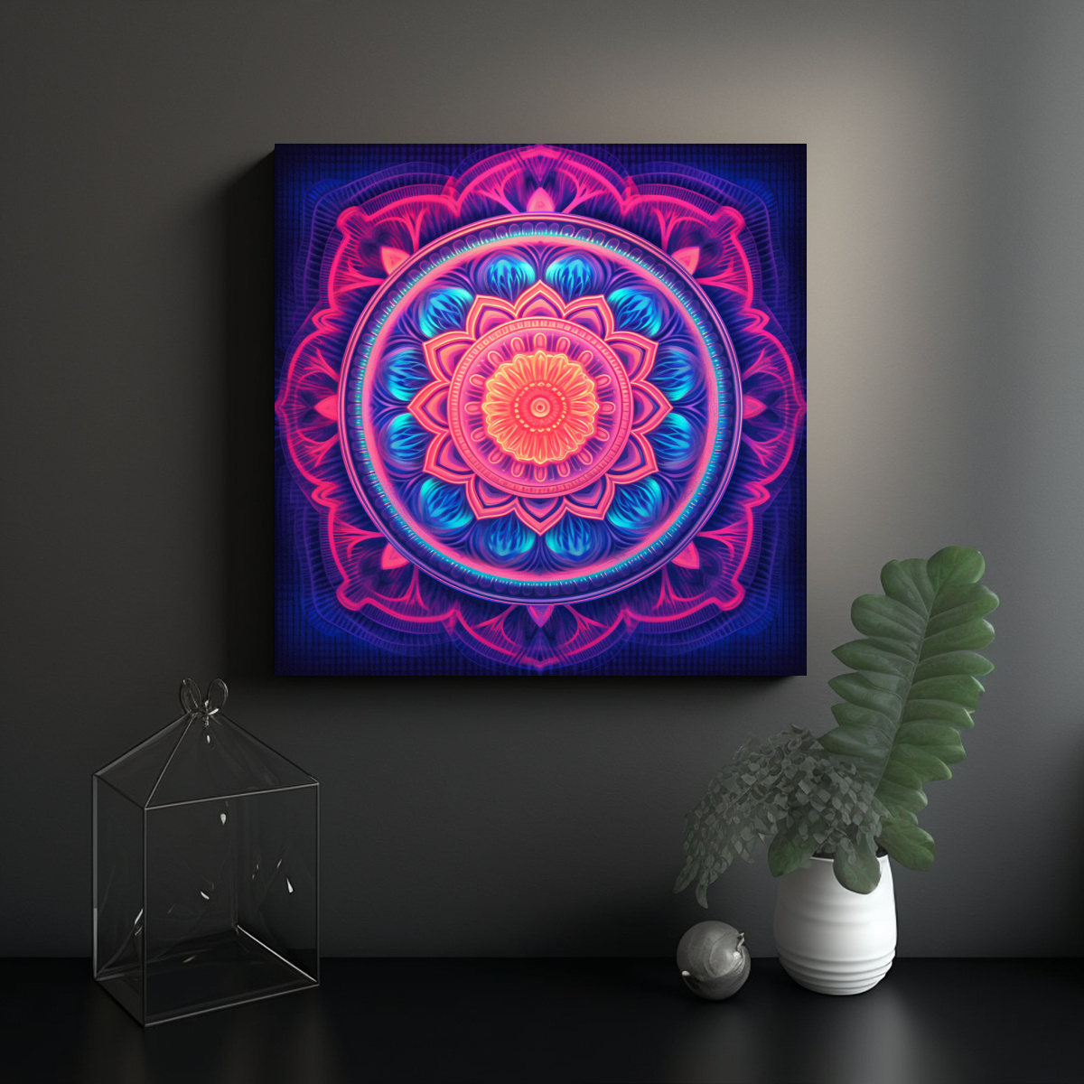 PINTURAS DE DECORACIÓN SURREALISTA CON MANDALAS 100X100 CM - 2