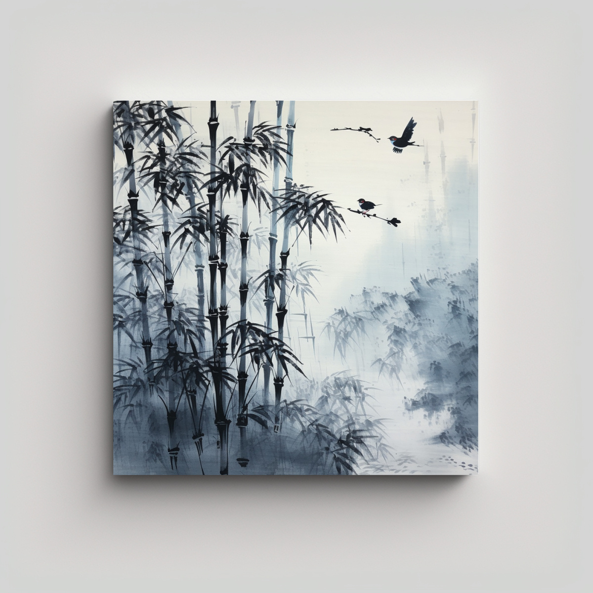 PINTURA DE BAMBÚ EN TINTA INSPIRADA EN ZHENG 50X50 CM - 1