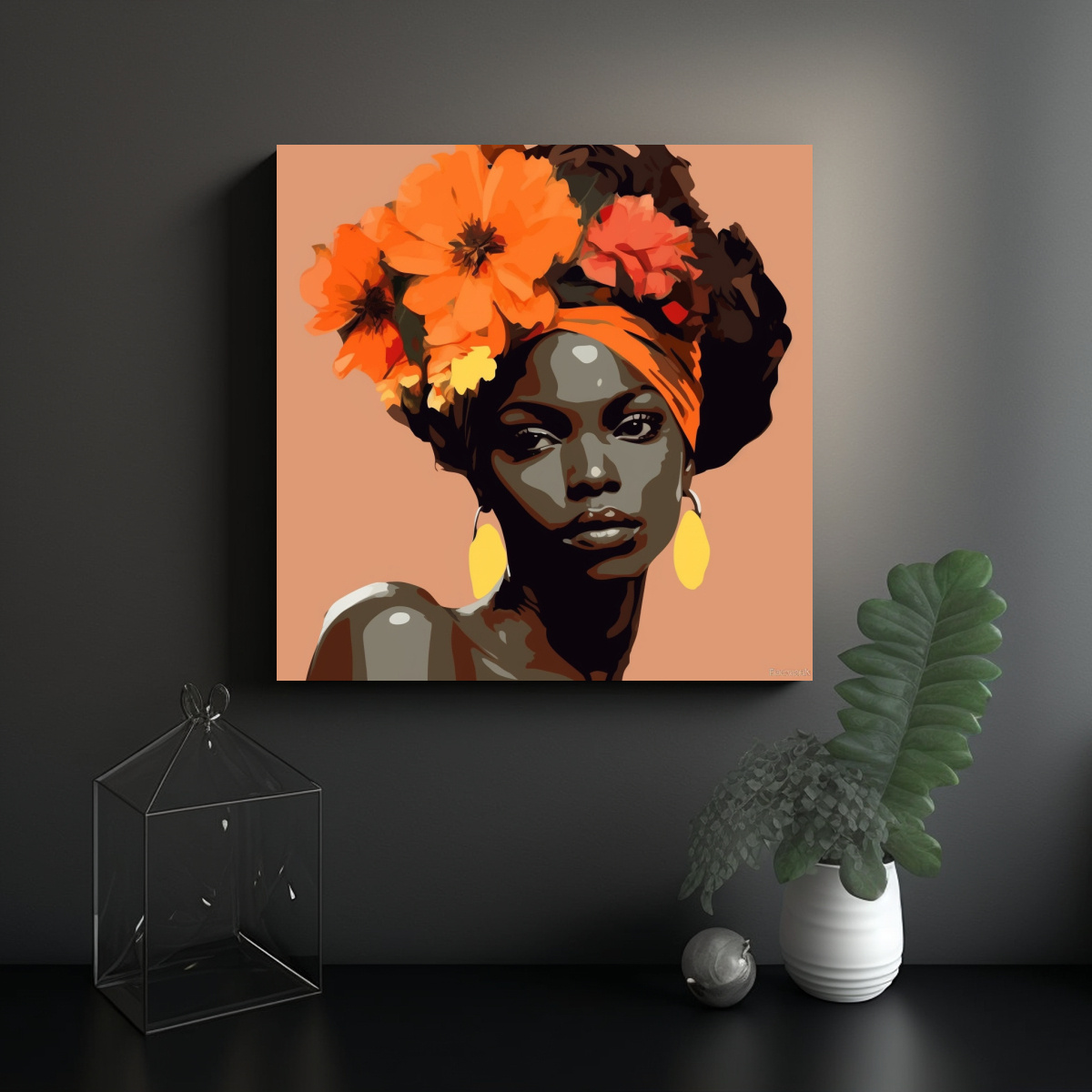 CUADRO CREATIVO ESTILO ANDY WARHOL AFRICANO 80X80 CM - 2