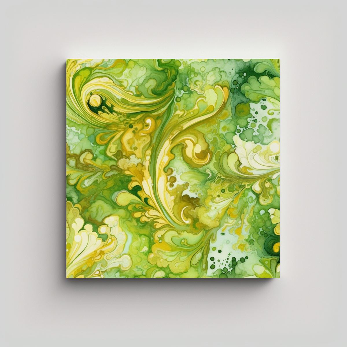 CUADRO GRANDE EN ACUARELA PARA SALA EN VERDE LIMA 20X20 CM - 1