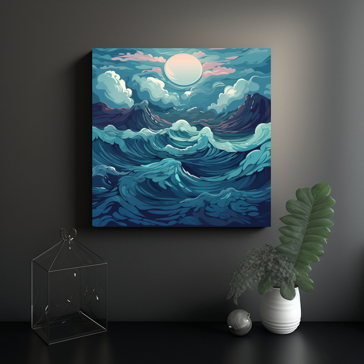 CUADRO LIENZO BELLEZA NATURAL MAR TEMPESTUOSO 100X100 CM - 2