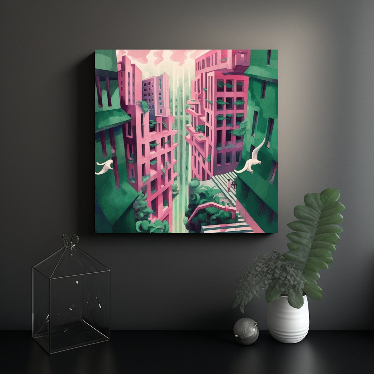 PINTURA ACUARELA PAISAJE ARQUITECTÓNICO CREATIVO 40X40 CM - 2