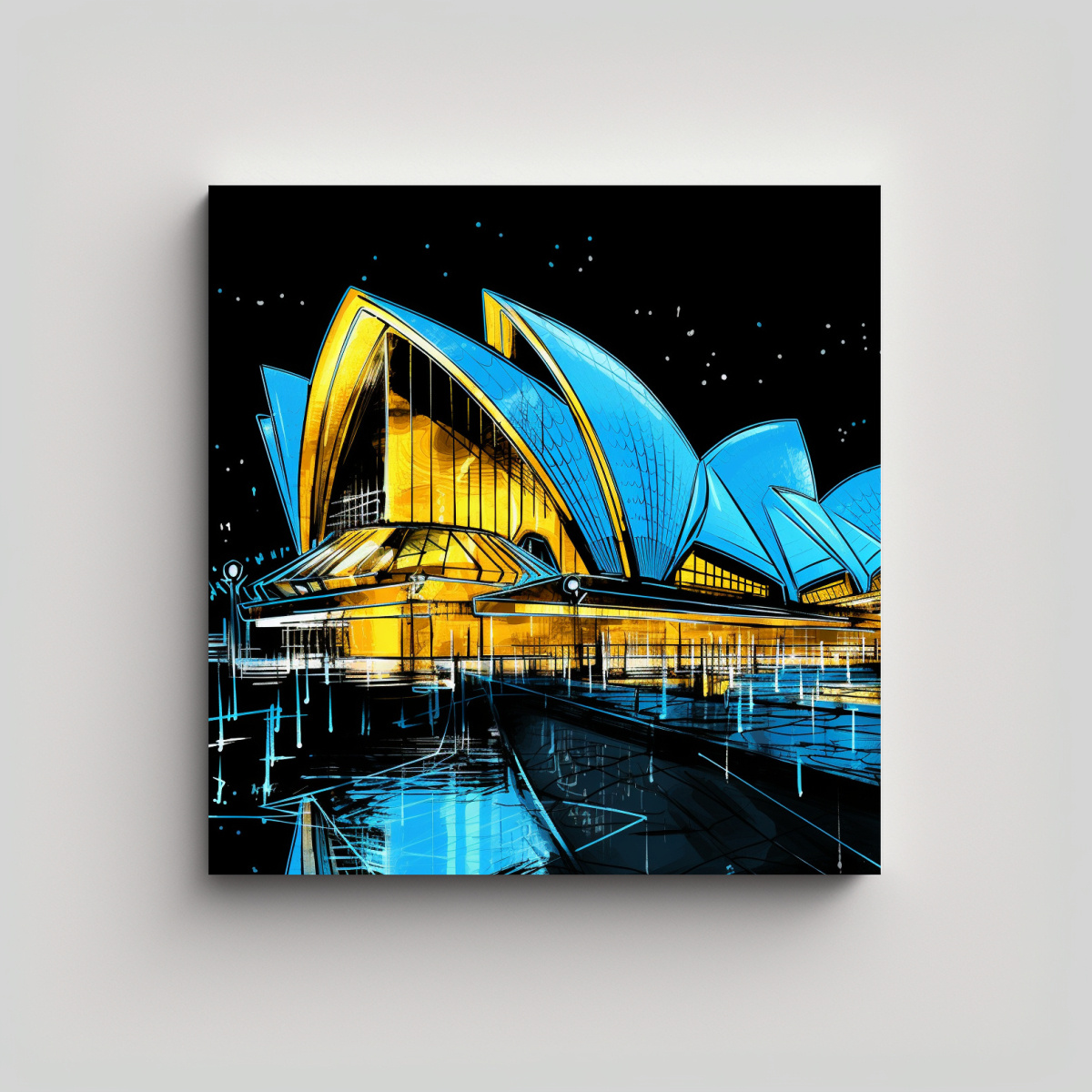 CUADRO DIGITAL SYDNEY OPERA HOUSE DE NOCHE, 90X90 CM - 1