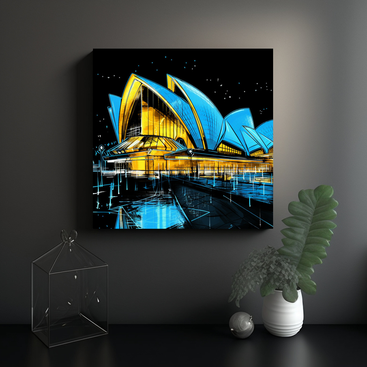 CUADRO DIGITAL SYDNEY OPERA HOUSE DE NOCHE, 90X90 CM - 2