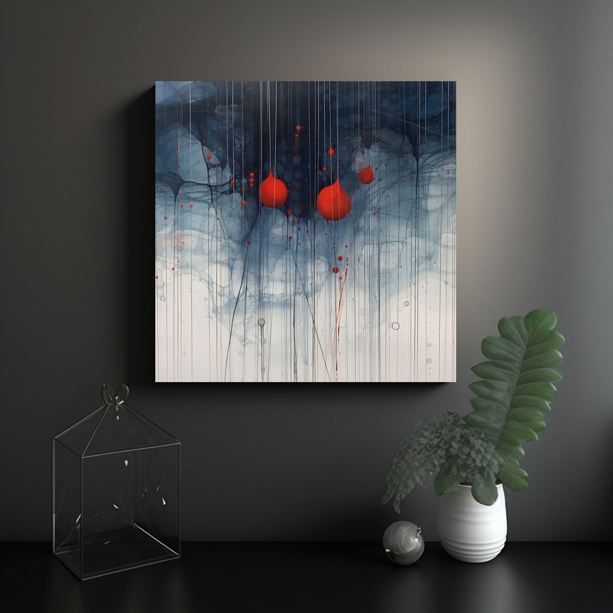 PINTURAS DECORATIVAS: MAJESTUOSAS LÍNEAS AZULES 50X50 CM - 2