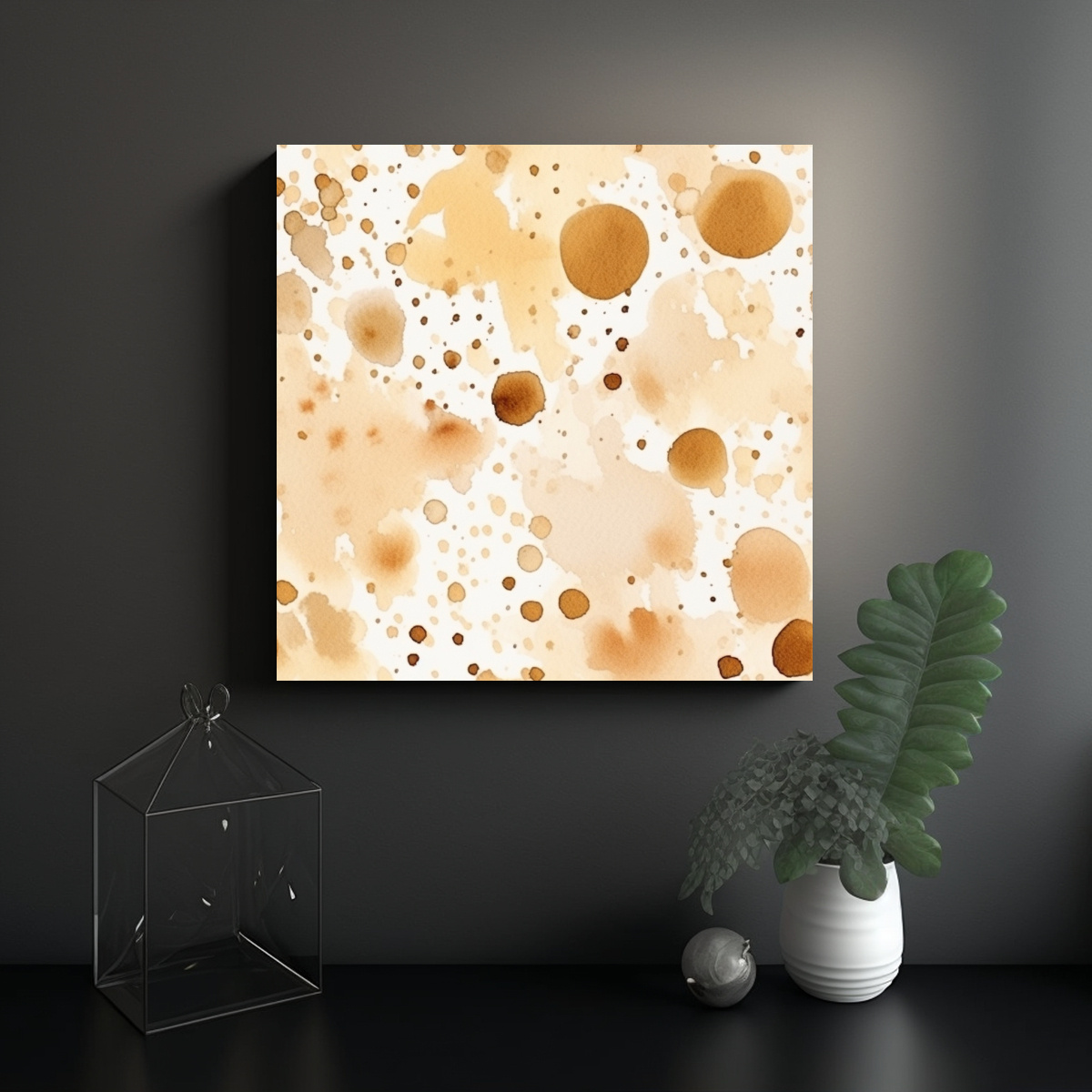 PINTURA EN BASTIDOR ACUARELA EN TONOS BEIGE 20X20 CM - 2