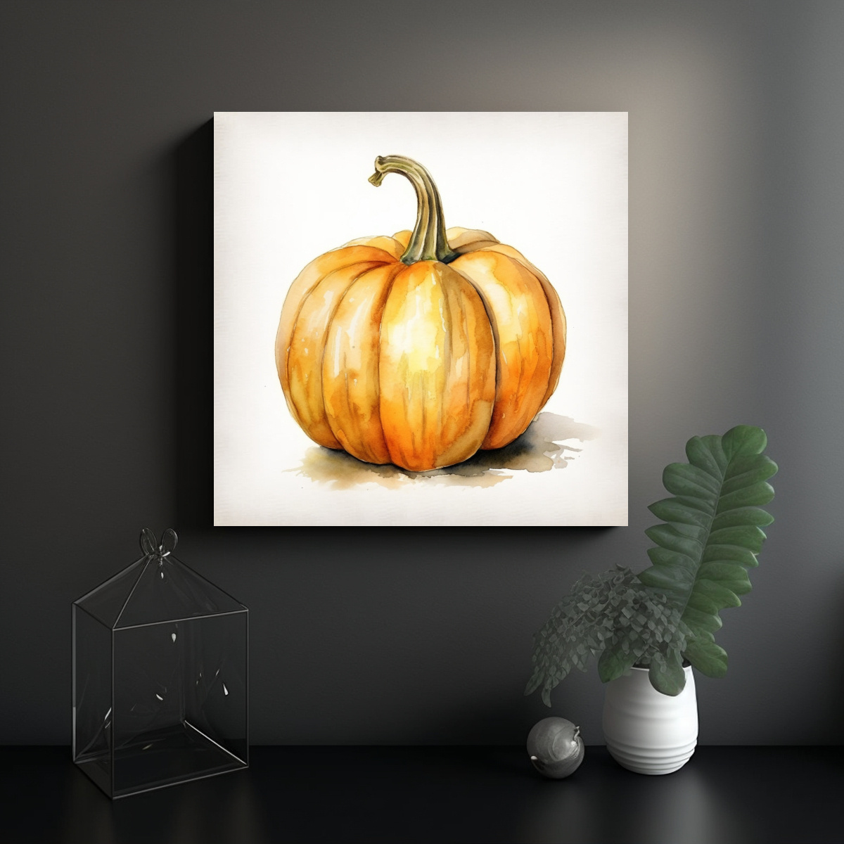 CUADRO TEMÁTICA CALABAZA ACUARELA POR DR. J 70X70 CM - 2