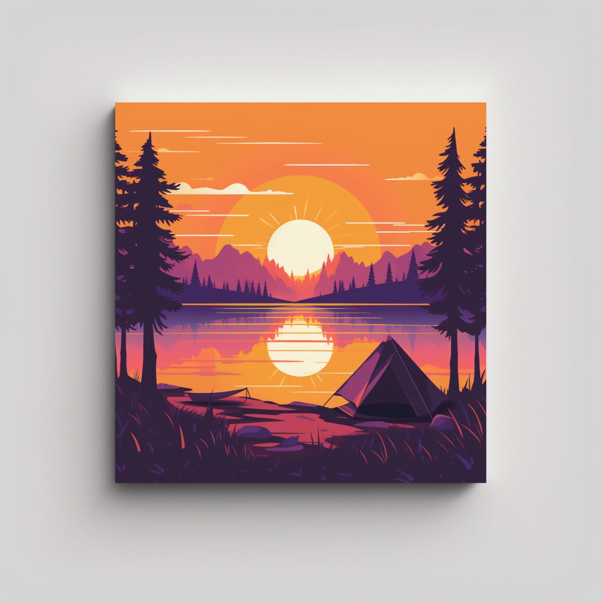 CUADRO LIENZO TELA TEMA NATURALEZA ESCENA TIENDA 50X50 CM - 1