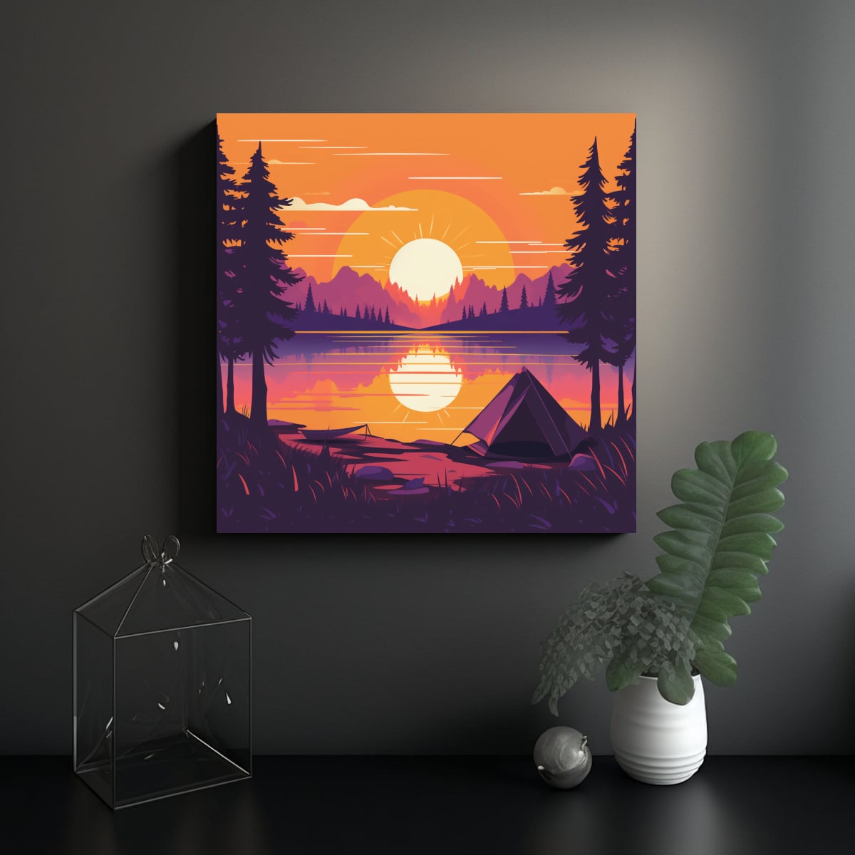 CUADRO LIENZO TELA TEMA NATURALEZA ESCENA TIENDA 50X50 CM - 2