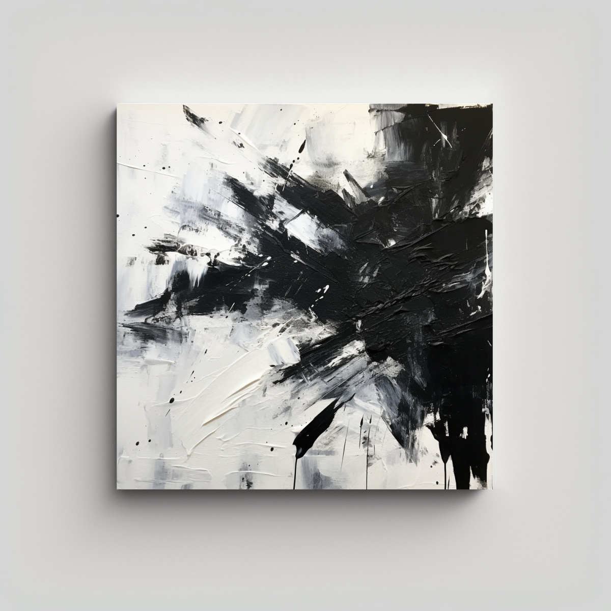 CUADRO ABSTRACTO MINIMALISTA EN BLANCO Y NEGRO 100X100 CM - 1