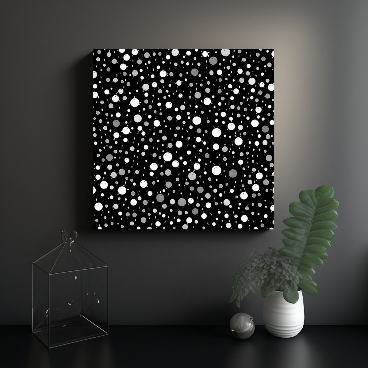 PINTURAS MODERNAS EN BLANCO Y NEGRO SOBRE FONDO 90X90 CM - 2