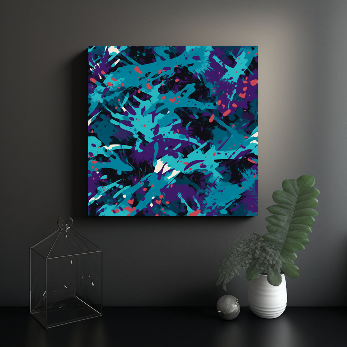 CUADRO DECORATIVO DE ARTE: PATRÓN CAMUFLAJE 80X80 CM - 2