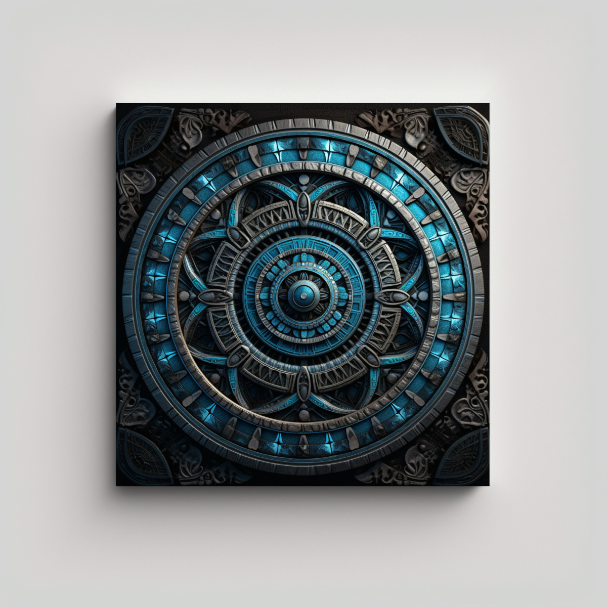 PINTURA DE PARED VINTAGE CON MANDALA ALIENÍGENA 100X100 CM - 1