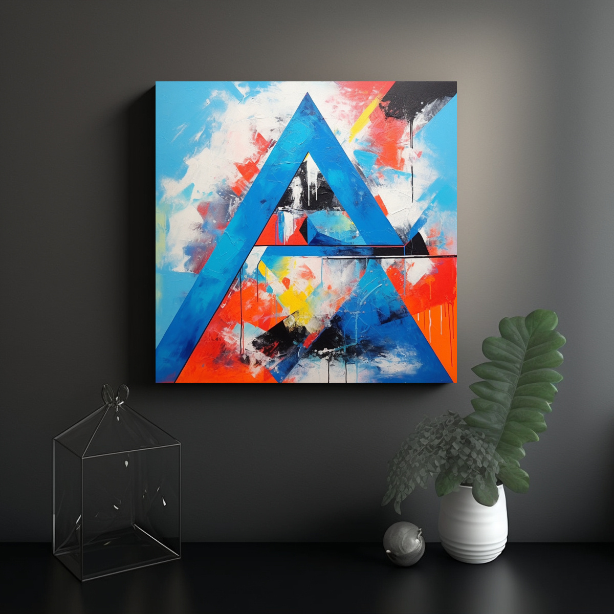 PINTURA ABSTRACTA GEOMÉTRICA AL ESTILO DE ADIDA 40X40 CM - 2