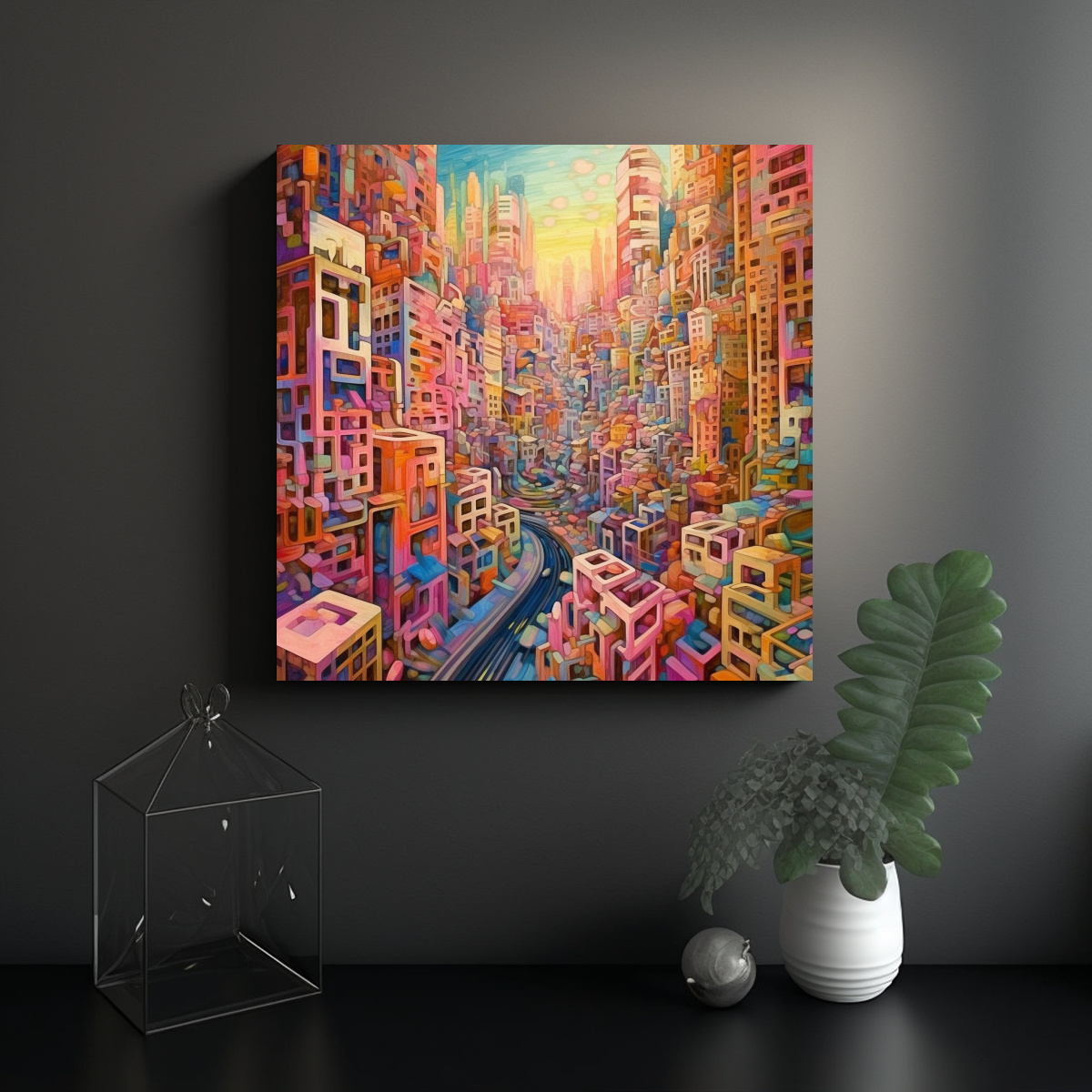 PINTURAS DE DECORACIÓN CON INTRINCADOS DETALLES 80X80 CM - 2