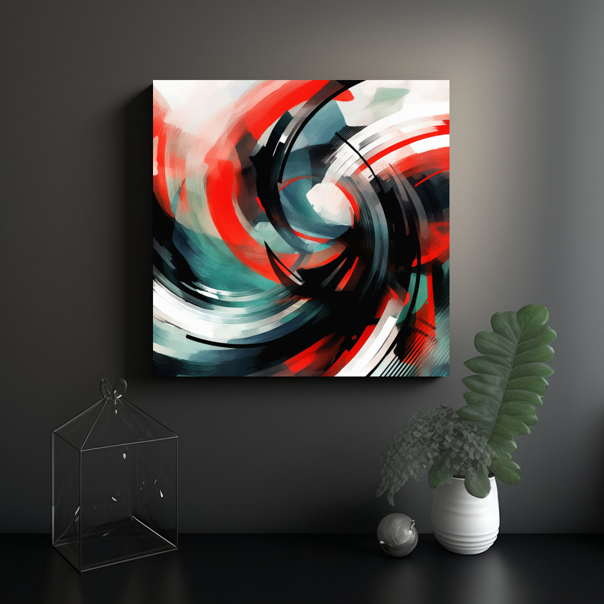 CUADRO ABSTRACTO ESTILO MODERNO CON FORMAS 40X40 CM - 2