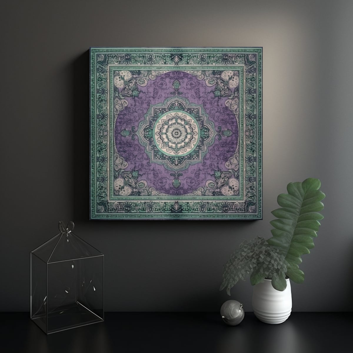 CUADRO DETALLADO PATRÓN VICTORIANO DESATURADO 70X70 CM - 2