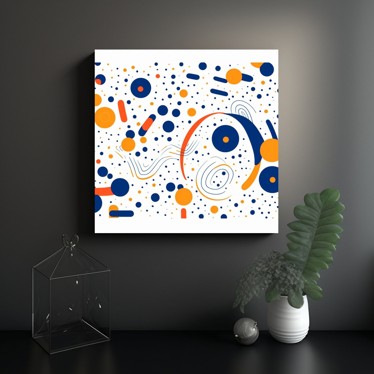CUADRO DE DECORACIÓN CON PATRÓN DE LÍNEA AZUL 40X40 CM - 2