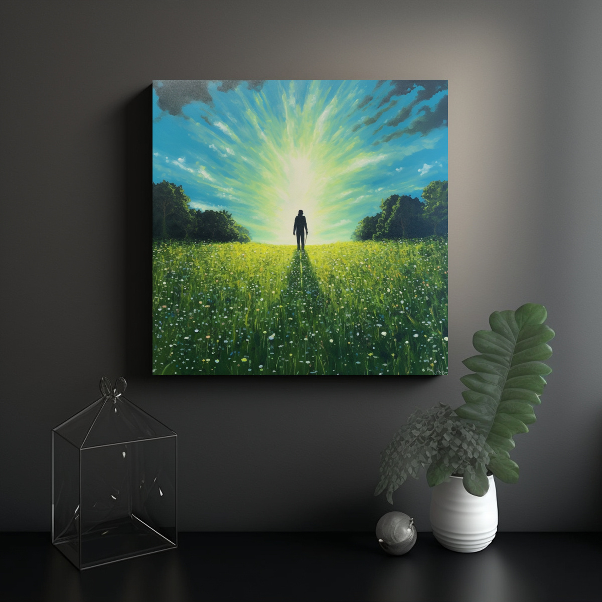 CUADRO DE DECORACIÓN CON LA SILUETA DE UNA 70X70 CM - 2