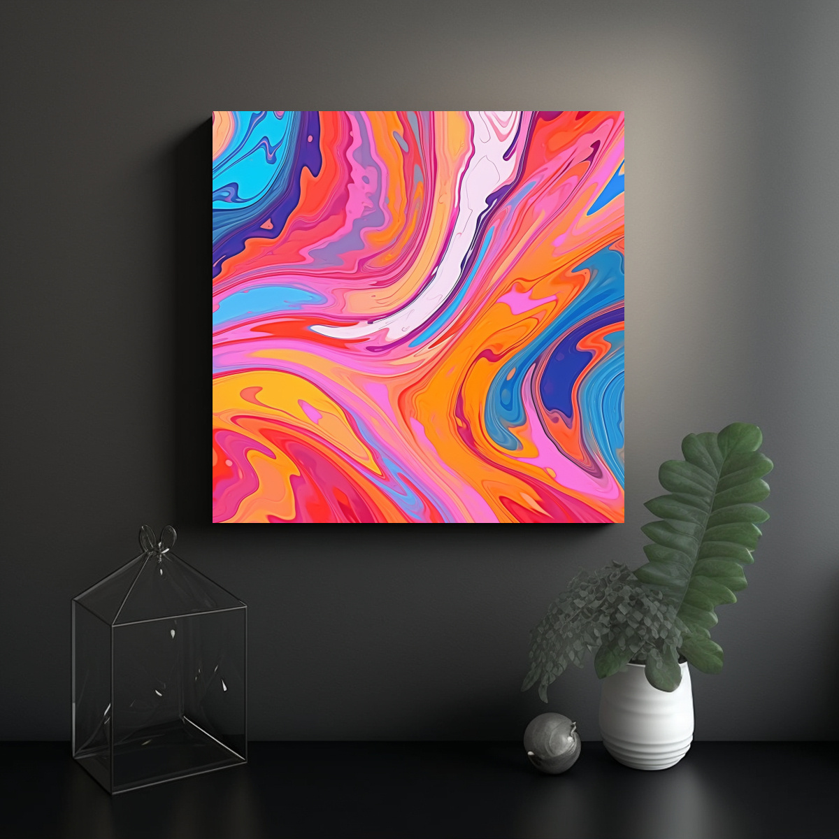 CUADRO PARED MOVIMIENTO PSYCHEDELIC SWIRLS DE 80X80 CM - 2