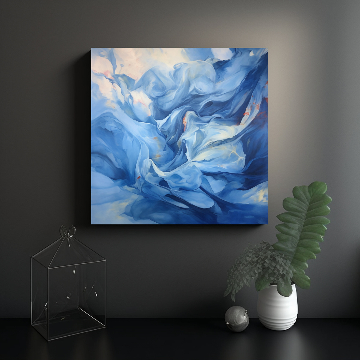 CUADRO ABSTRACTO AZUL CIELO POSITIVO VIENTO 30X30 CM - 2