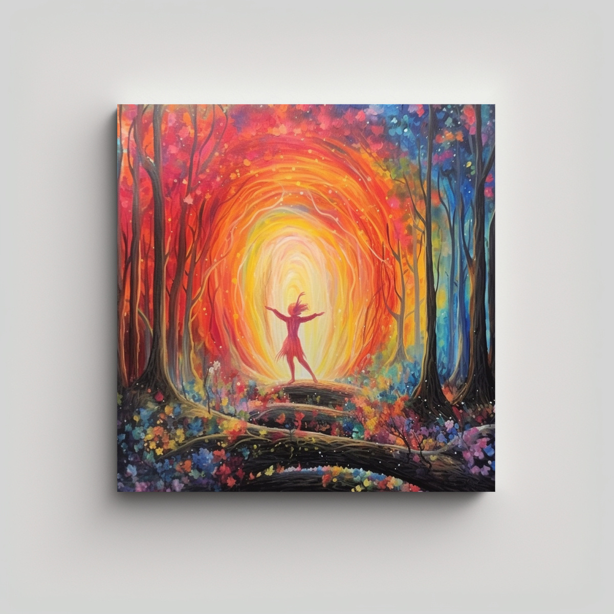 PINTURA DECORATIVA: BRUJA CORAL BAILANDO CON 60X60 CM - 1