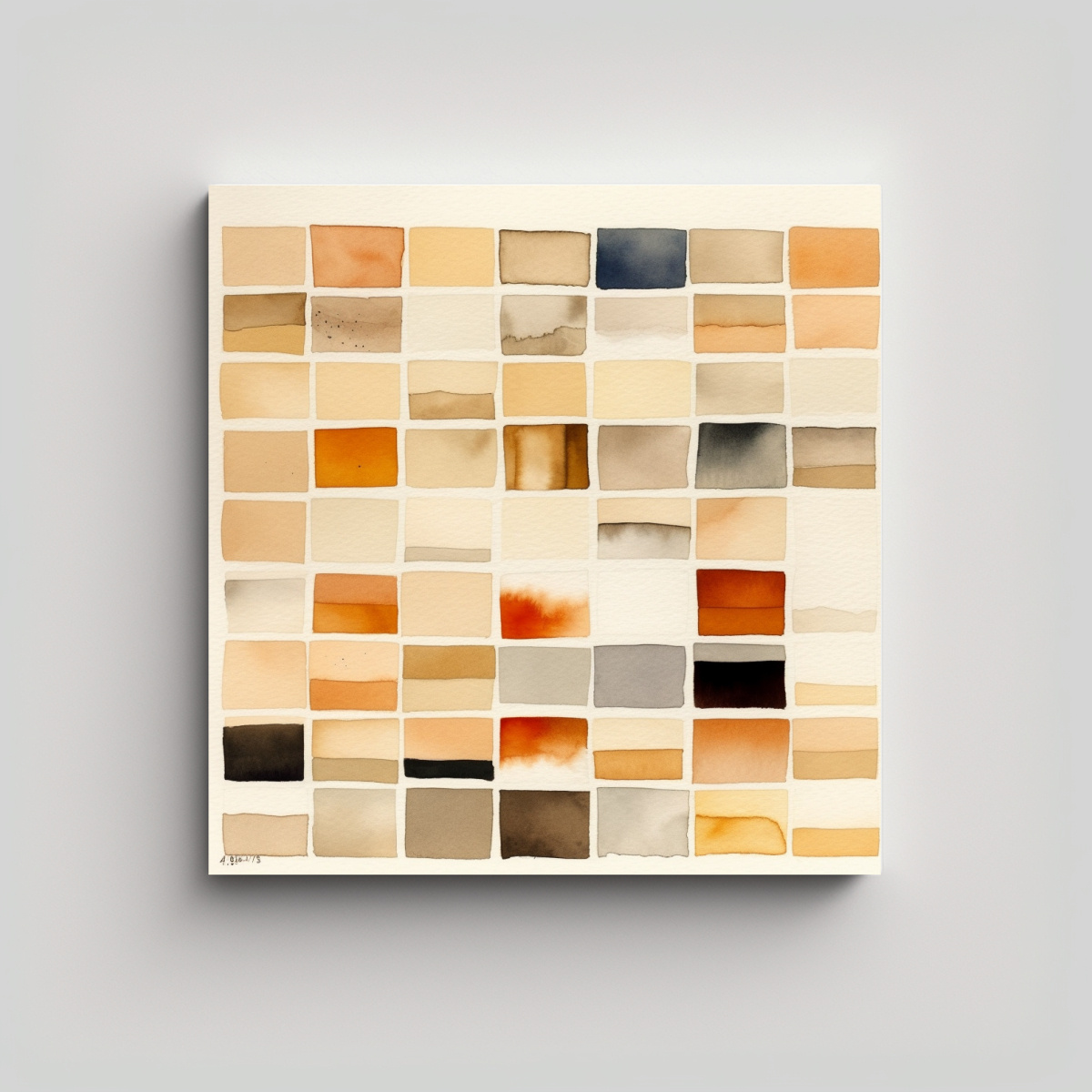 CUADRO FANTASÍA ACUARELA TONOS BEIGE MINIMALISTA 100X100 CM - 1