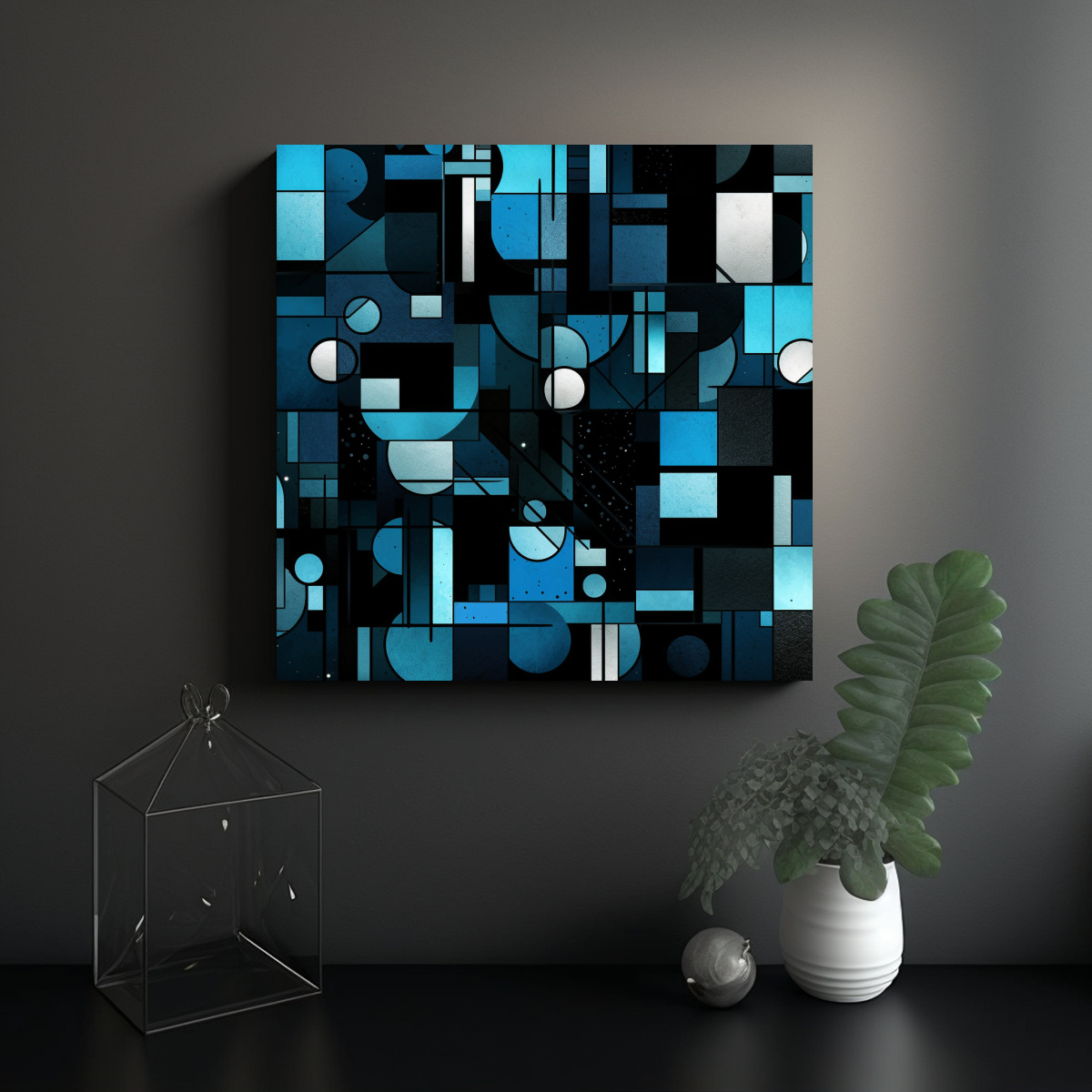 CUADRO MODERNO ABSTRACTO CON PATRONES 100X100 CM - 2