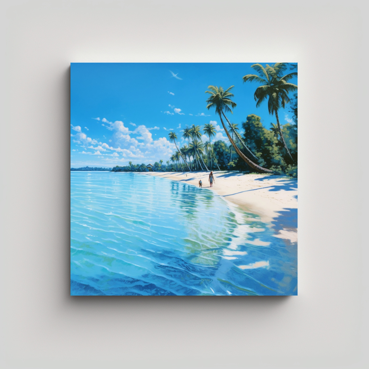 CUADRO DE NATURALEZA VIVA: PLAYA TROPICAL CON 60X60 CM - 1