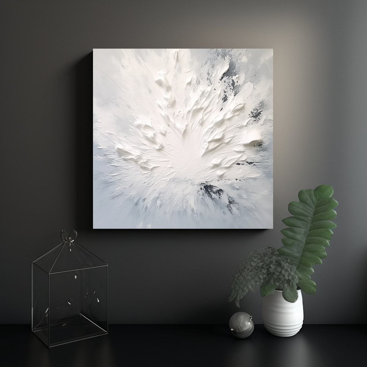 CUADRO MODERNO MINIMALISTA CON PINCELADAS GRUESAS 50X50 CM - 2