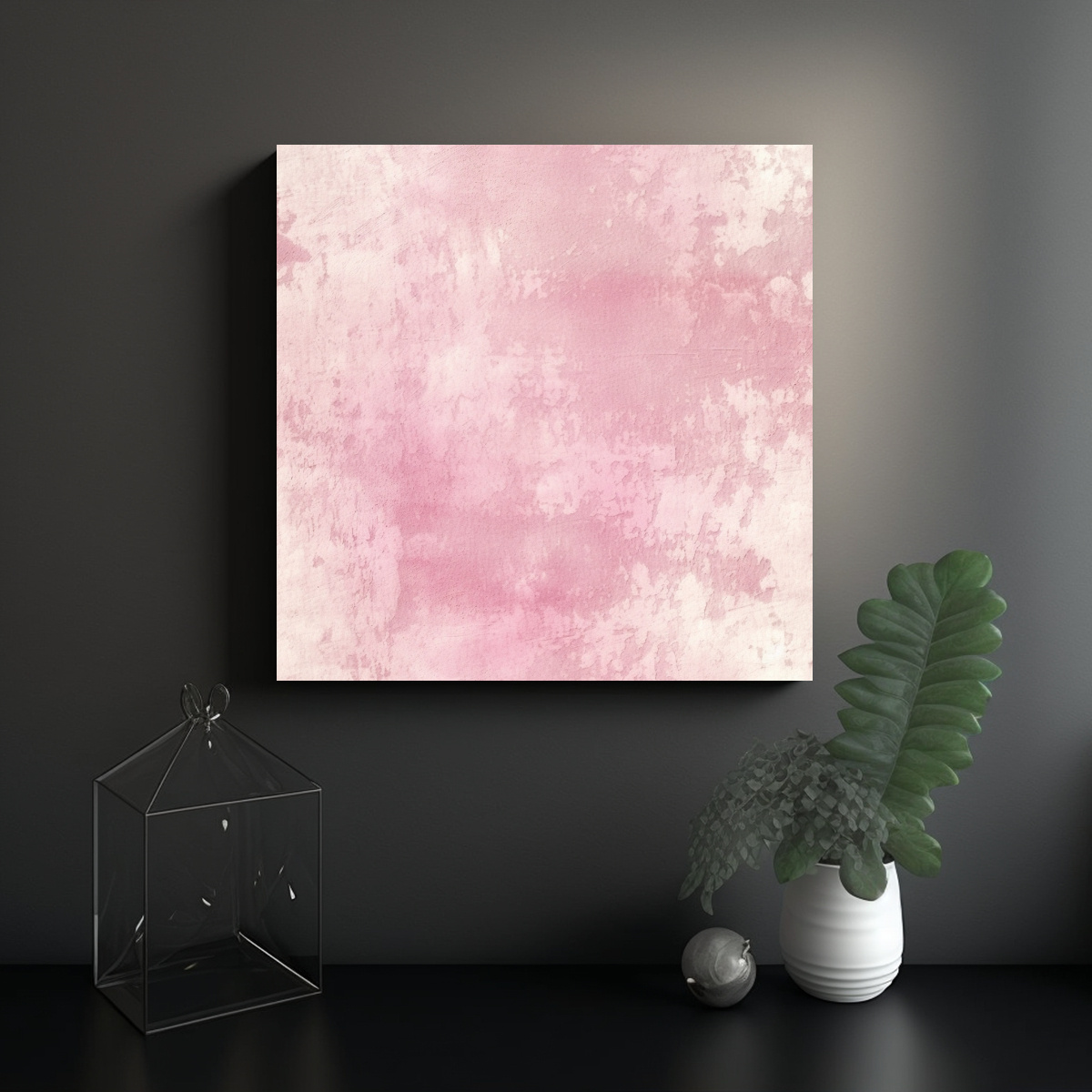 PINTURA ABSTRACTA ROSA SOBRE PAPEL HECHO A MANO 60X60 CM - 2