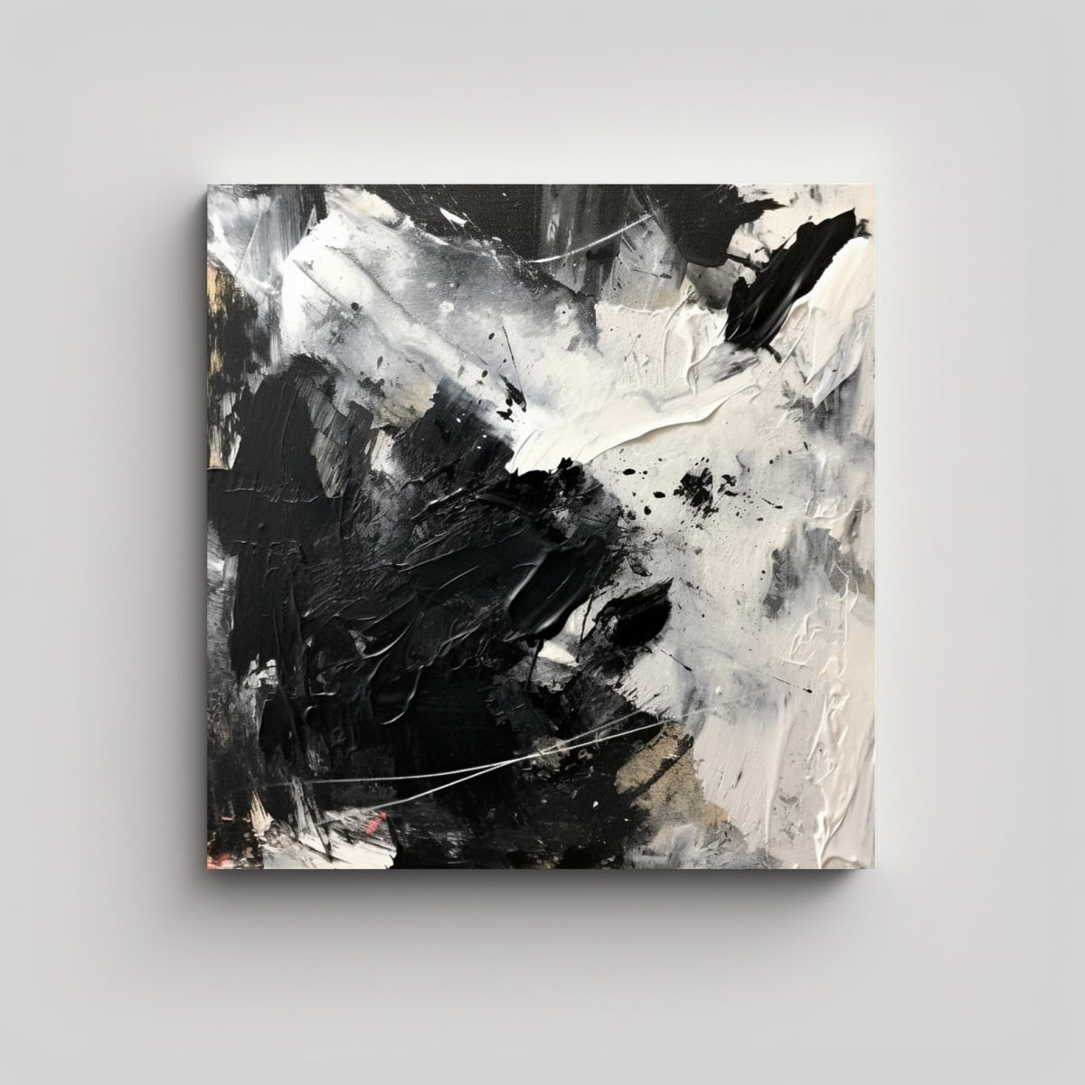 CUADRO ABSTRACTO MODERNO EN BLANCO Y NEGRO CON 30X30 CM - 1
