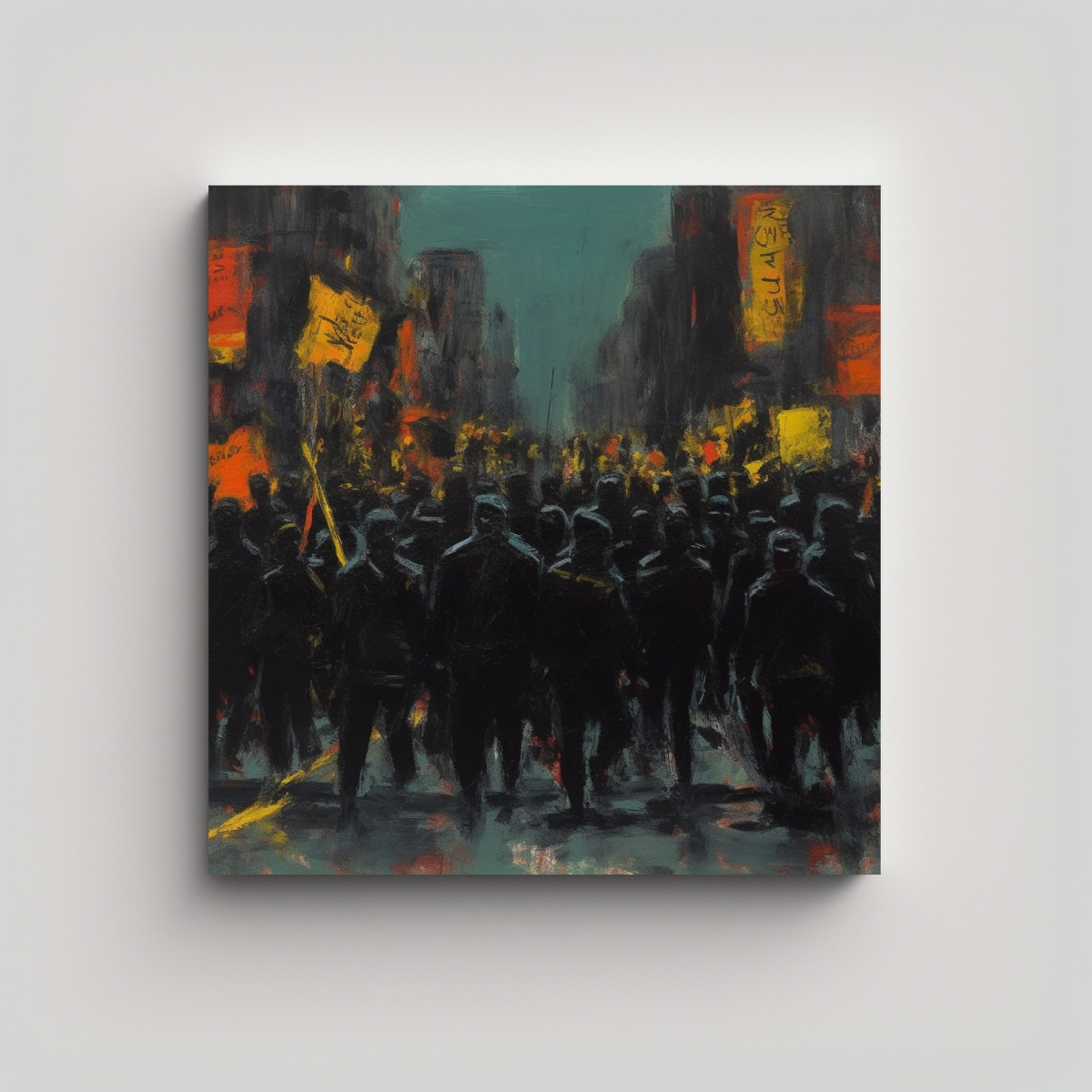 CUADRO LIENZO DIBUJO SIMETRÍA PANTERA NEGRA 80X80 CM - 1