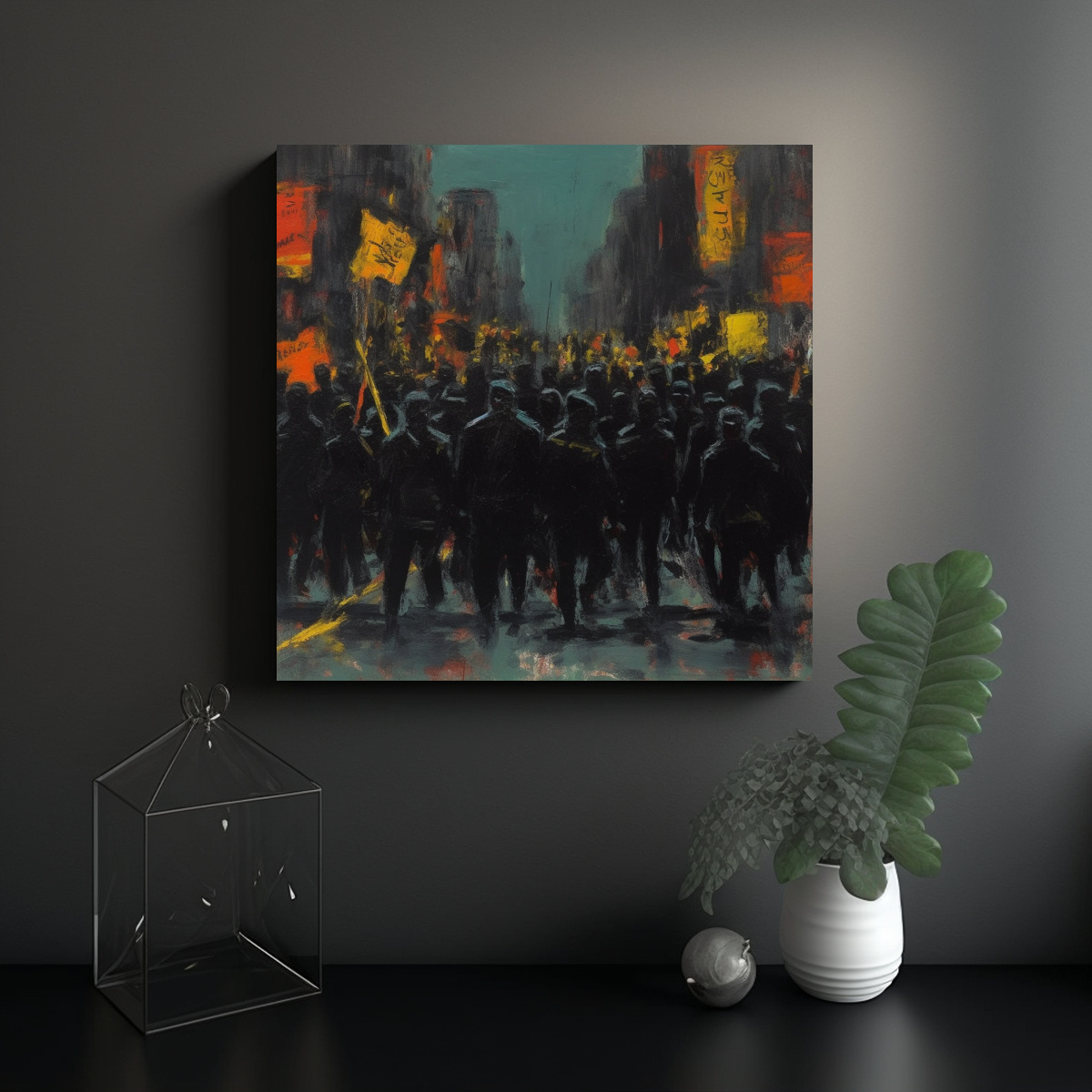 CUADRO LIENZO DIBUJO SIMETRÍA PANTERA NEGRA 80X80 CM - 2