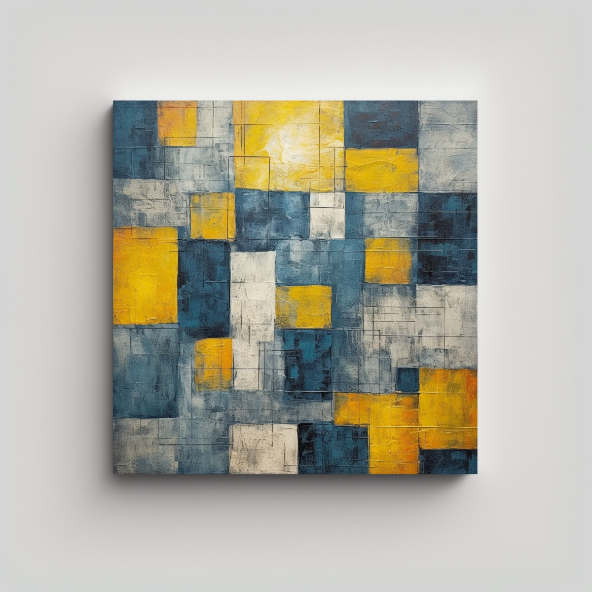 PINTURA DE CUADROS COLORIDOS AZUL Y AMARILLO PARA 70X70 CM - 1