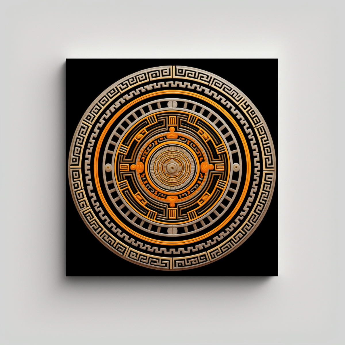 PINTURAS DECORATIVAS HOPI INDÍGENA EN BLANCO Y 70X70 CM - 1