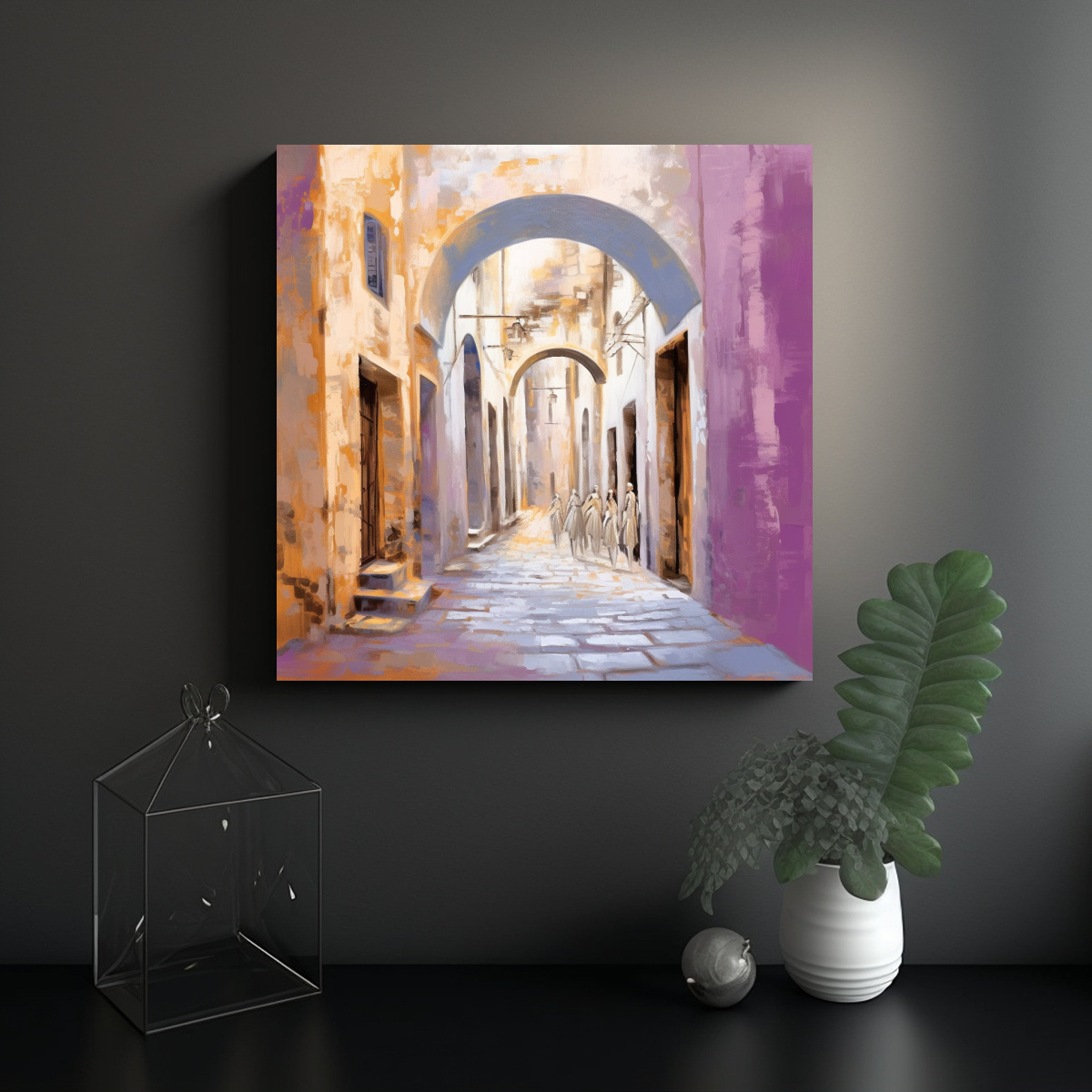 PINTURA DECORATIVA DE CALLES ESTRECHAS EN 70X70 CM - 2