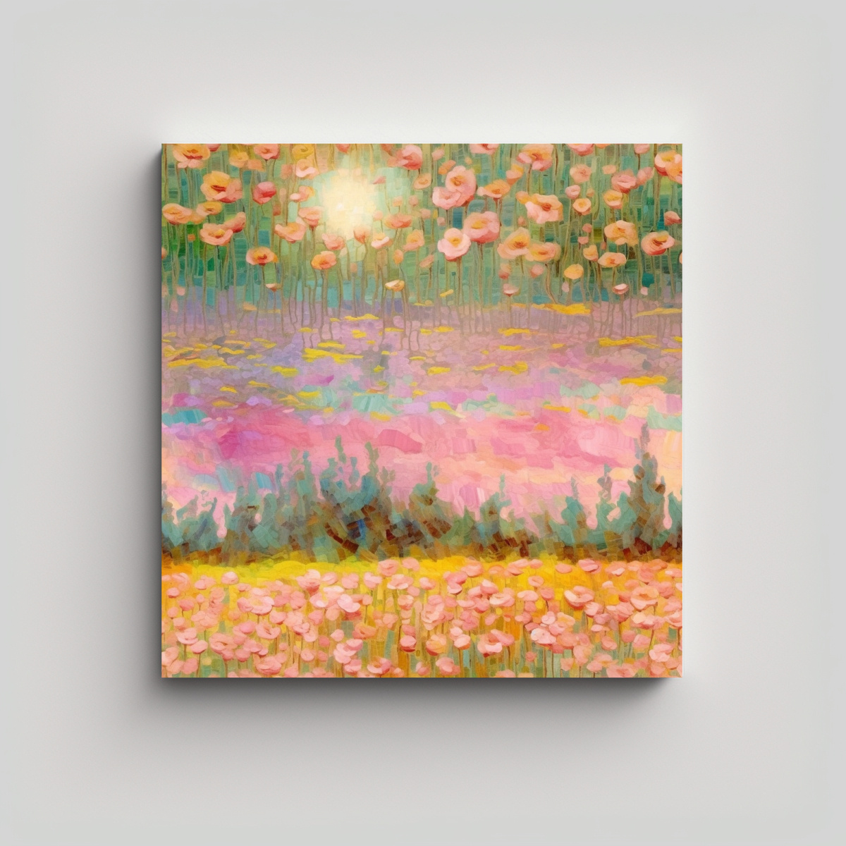 CUADRO DECORATIVO MODERNO: CAMPO DE FLORES EN 30X30 CM - 1