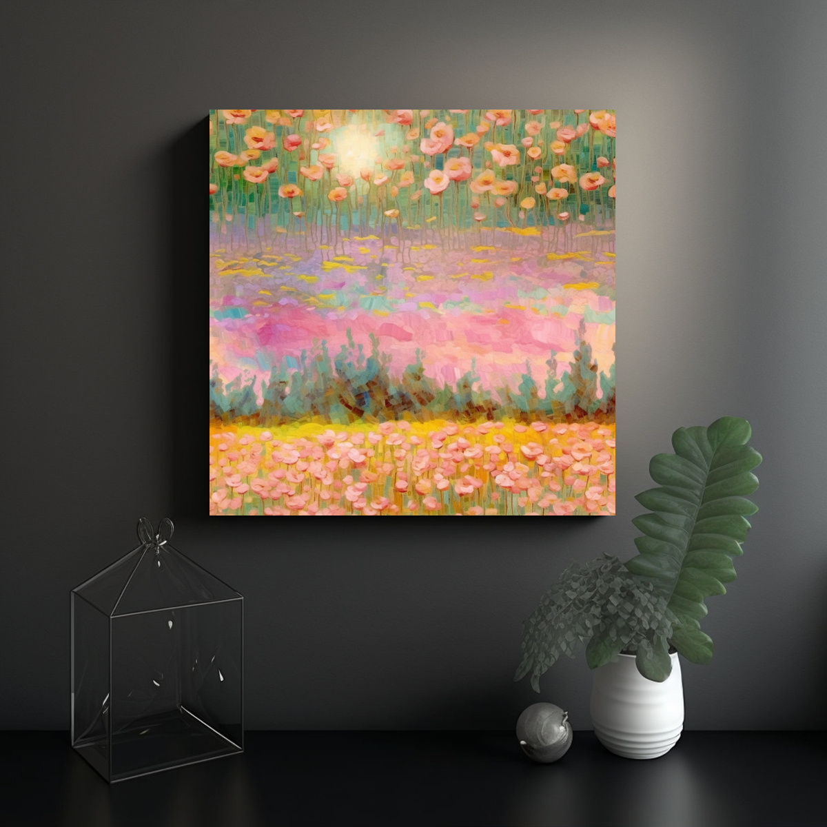 CUADRO DECORATIVO MODERNO: CAMPO DE FLORES EN 30X30 CM - 2