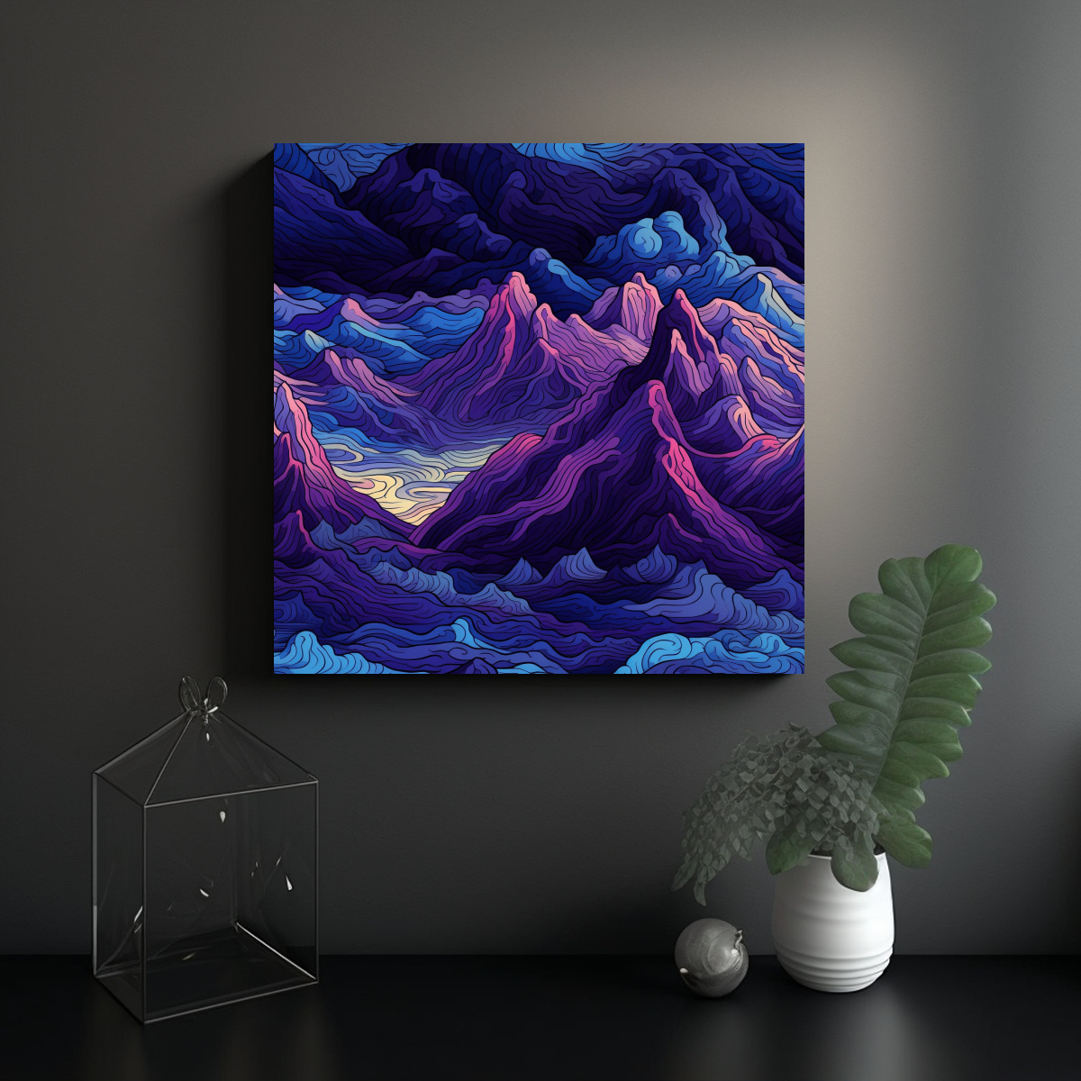 ARTE ABSTRACTO MONTAÑAS EN PATRÓN PERSPECTIVA 20X20 CM - 2