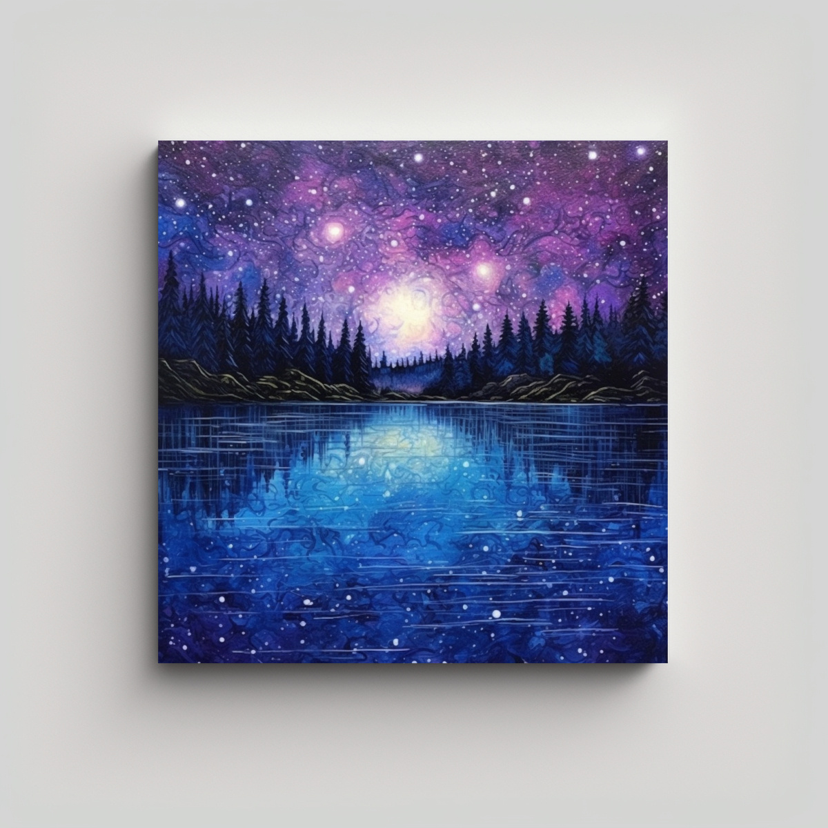 PINTURAS DECORATIVAS HORIZONTALES EN TONOS AZUL 50X50 CM - 1