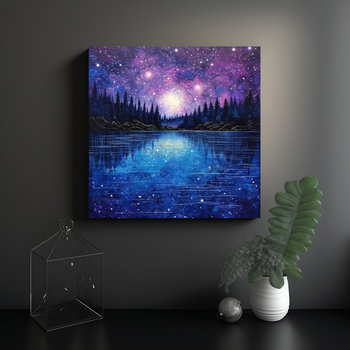 PINTURAS DECORATIVAS HORIZONTALES EN TONOS AZUL 50X50 CM - 2