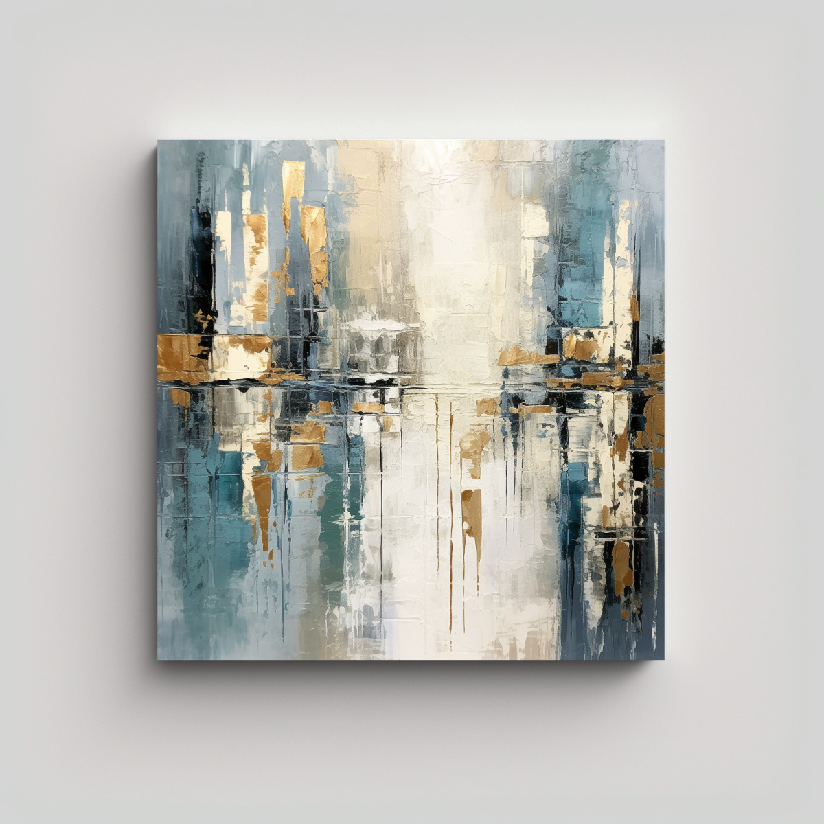 CUADRO ABSTRACTO EN TONOS GRISES Y AZULES CON 100X100 CM - 1