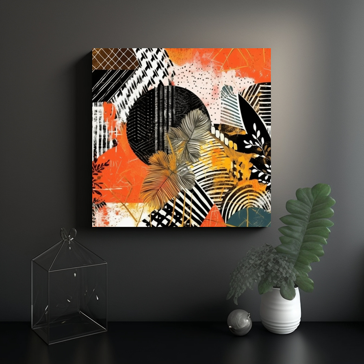 CUADRO DECORATIVO ABSTRACTO CALIDEZ EXÓTICA 100X100 CM - 2