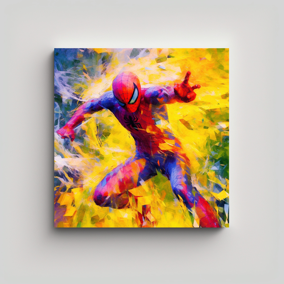 TELA CANVAS MULTICOLOR ABSTRACTA DE SPIDERMAN EN 80X80 CM - 1